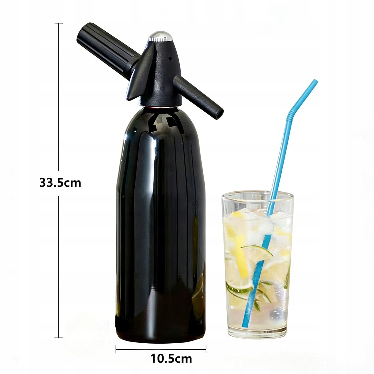 NEW SODA SPARKLING WATER SATURATOR SIPHON Black - 1 liter Packaging status original