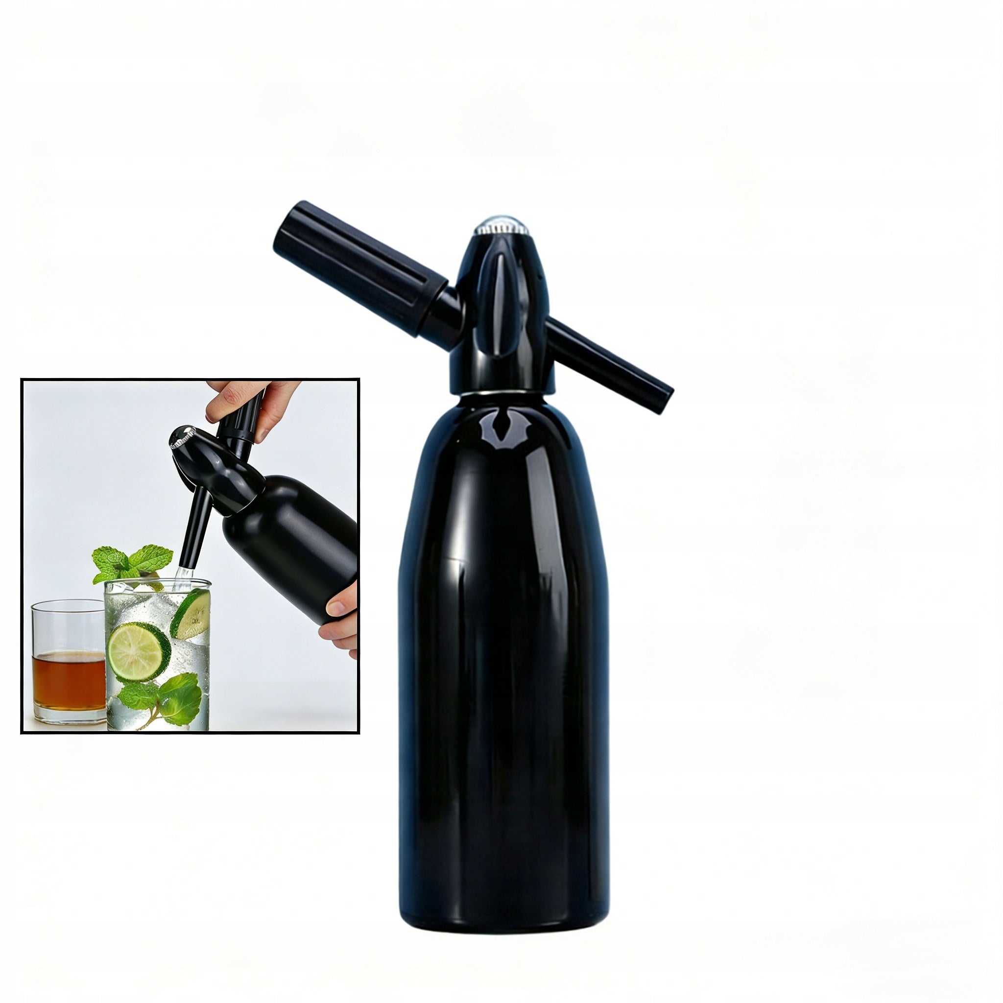 NEW SODA SPARKLING WATER SATURATOR SIPHON Black - 1 liter