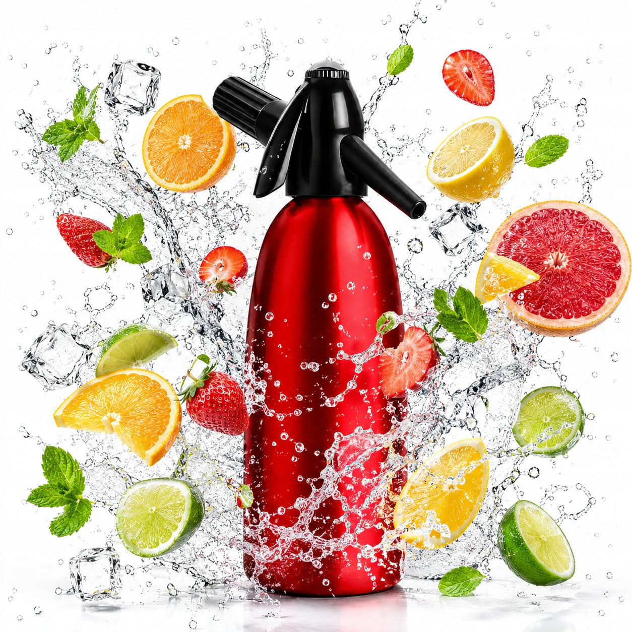 NEW SODA SPARKLING WATER SATURATOR SIPHON Red - 1 liter Manufacturer code 25-110