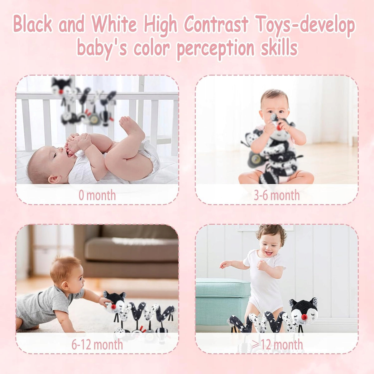 NEWBORN STROLLER TOYS CONTRAST WHITE BLACK RED Kind pendants