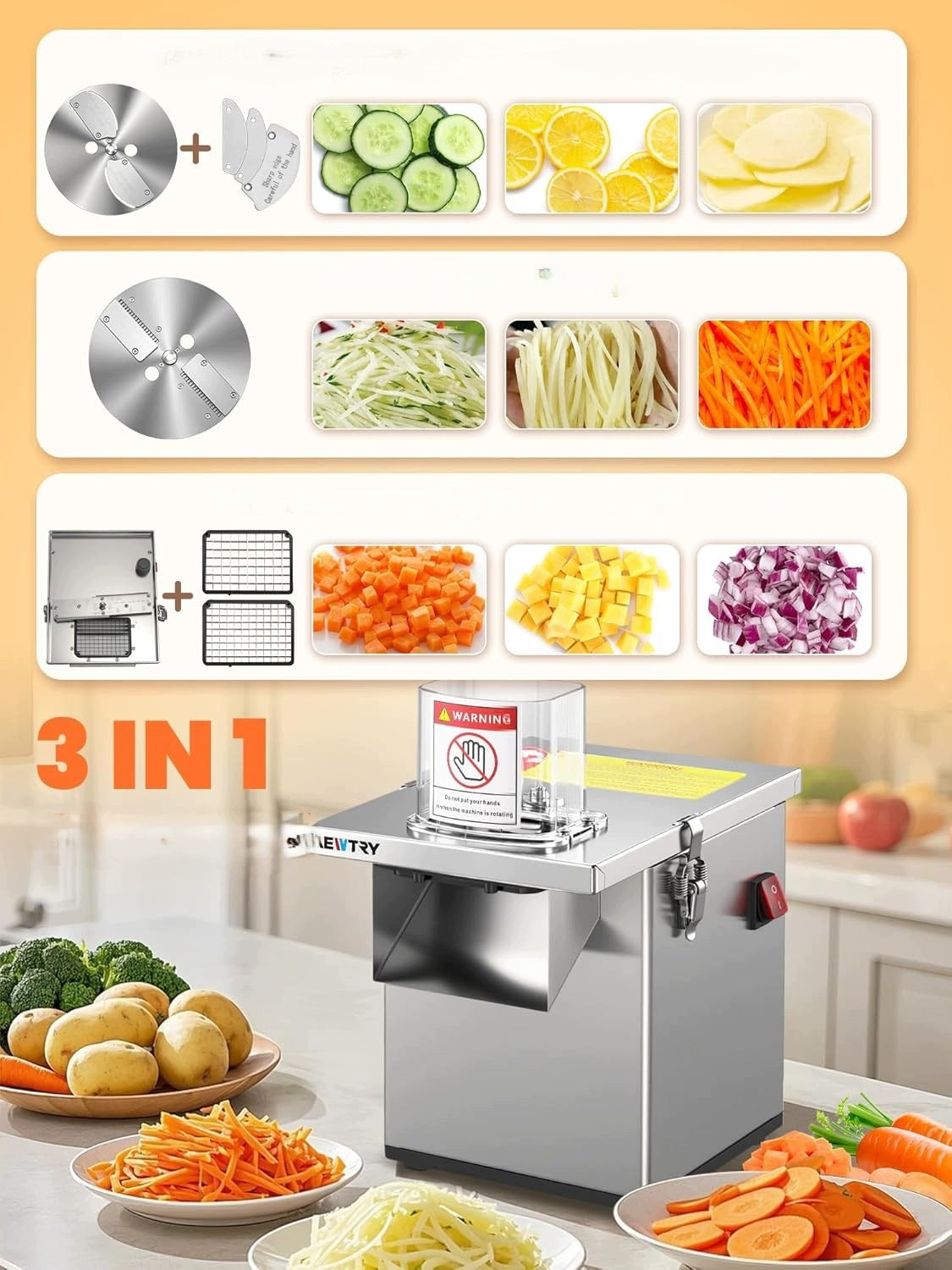 NEWTRY 200W Electric Vegetable Slicer 3 in 1 Gastronomic M3217 Manufacturer code B0F9T51QNG
