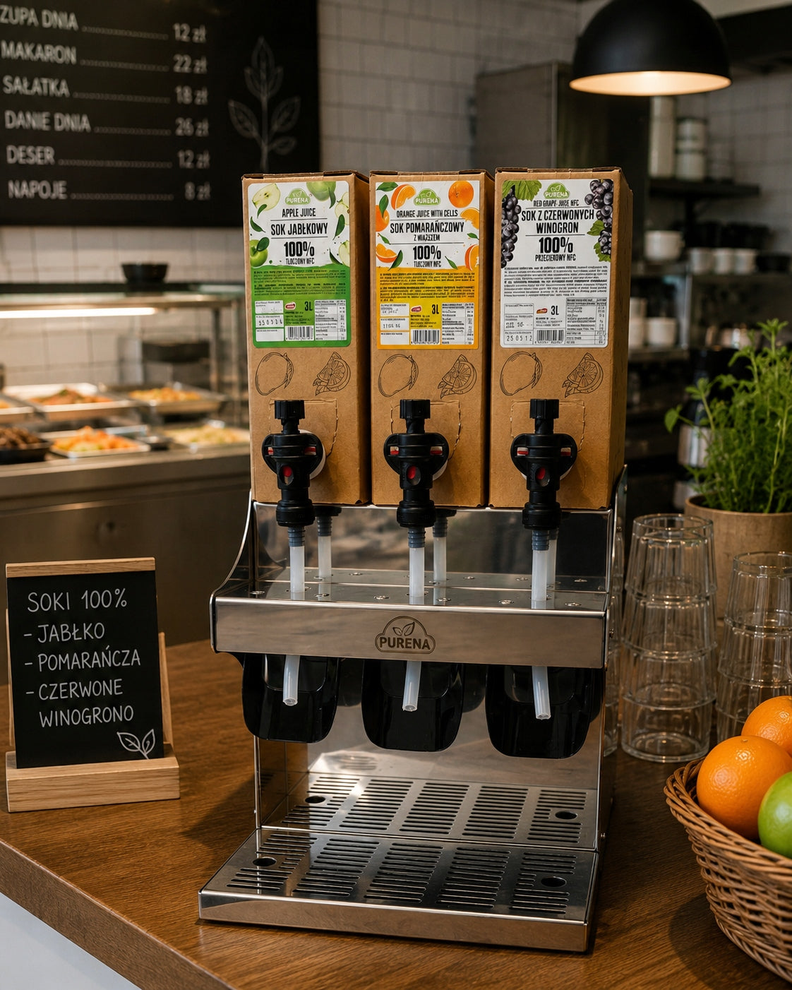 NFC Steel Juice Dispenser 3 Flavors PURENA | WEDDING HOTEL CATERING Manufacturer code 462845