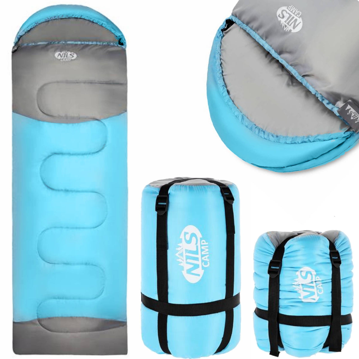 NILS NC2008 SLEEPING BAG BLUE-GREY SIZE. M 75X205 CM