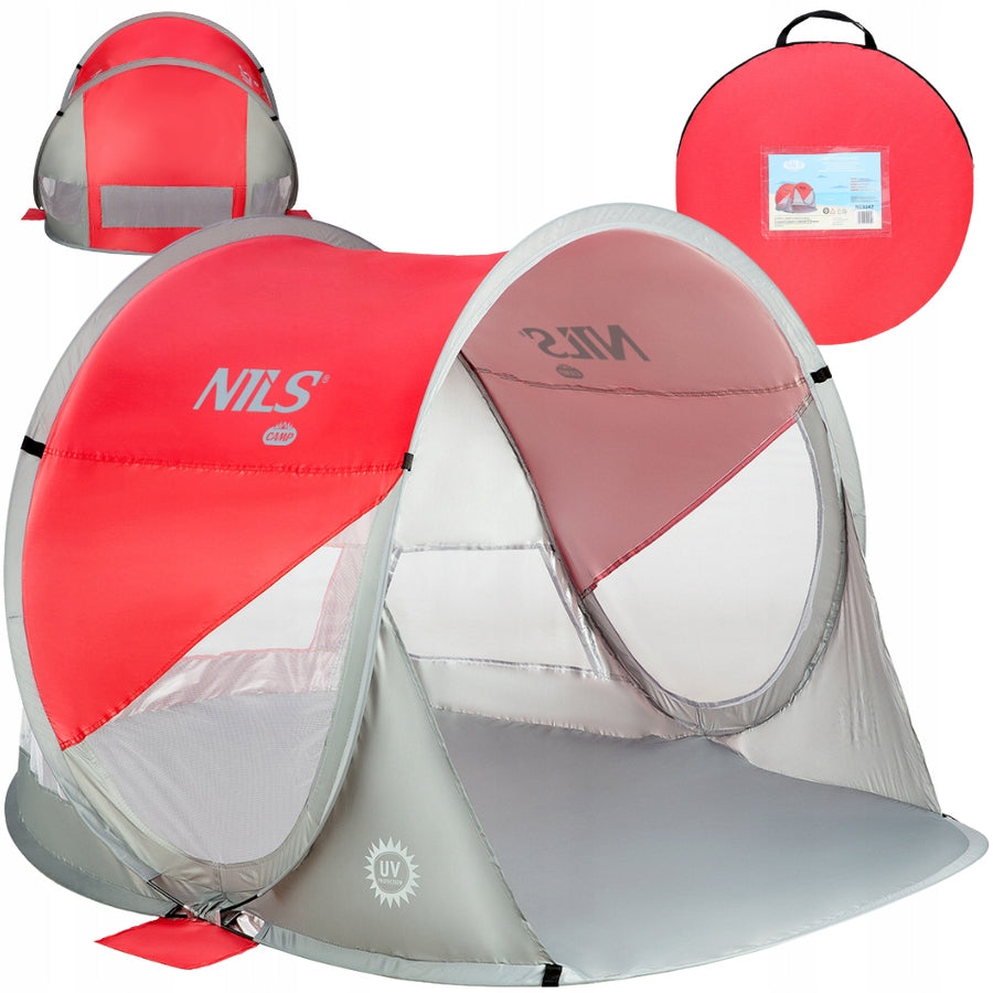 NILS Self Deploying Beach Tent With UV Filter Color red