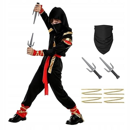 NINJA COSTUME FOR KIDS COMPLETE SET OF ACCESSORIES for Halloween birthday