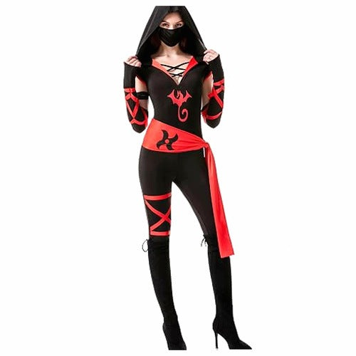 NINJA COSTUME FOR WOMEN ADULTS SET BLACK FOR HALLOWEEN COSPLAY
