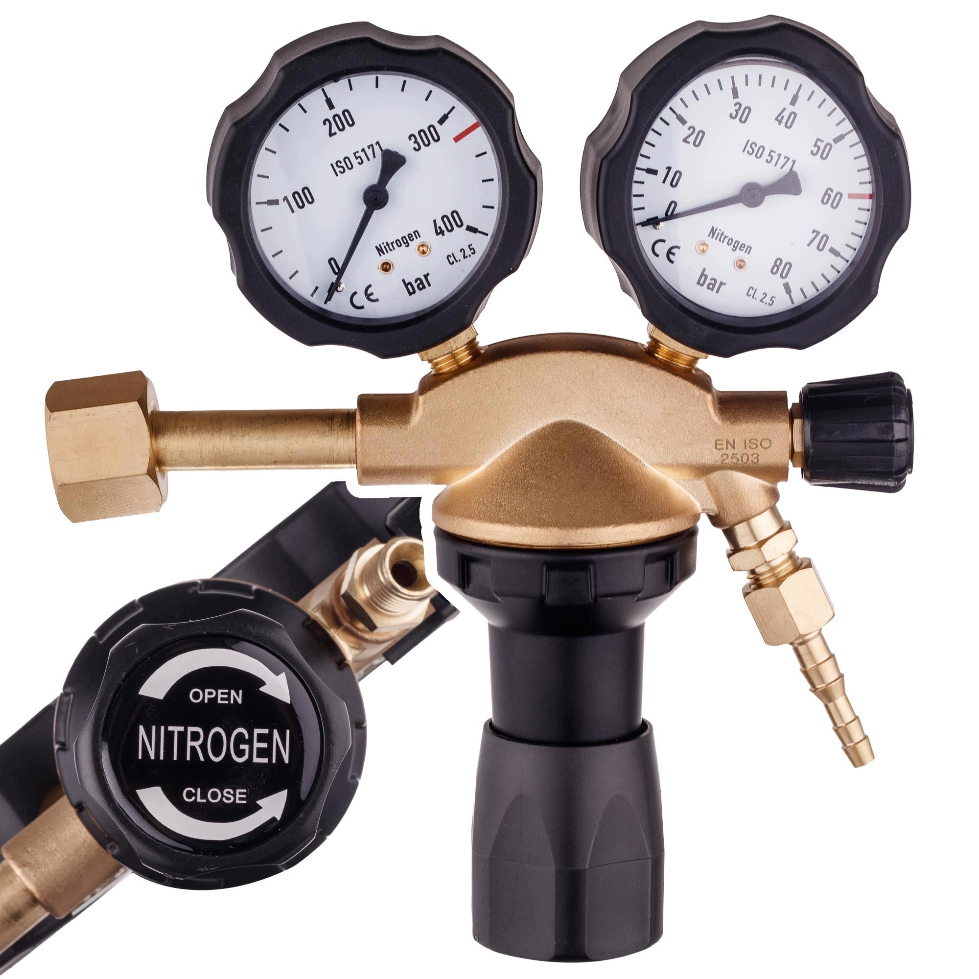 NITROGEN Reducer for Nitrogen 60 BAR PRO Cylinder for Air Conditioning 2x Pressure Gauge