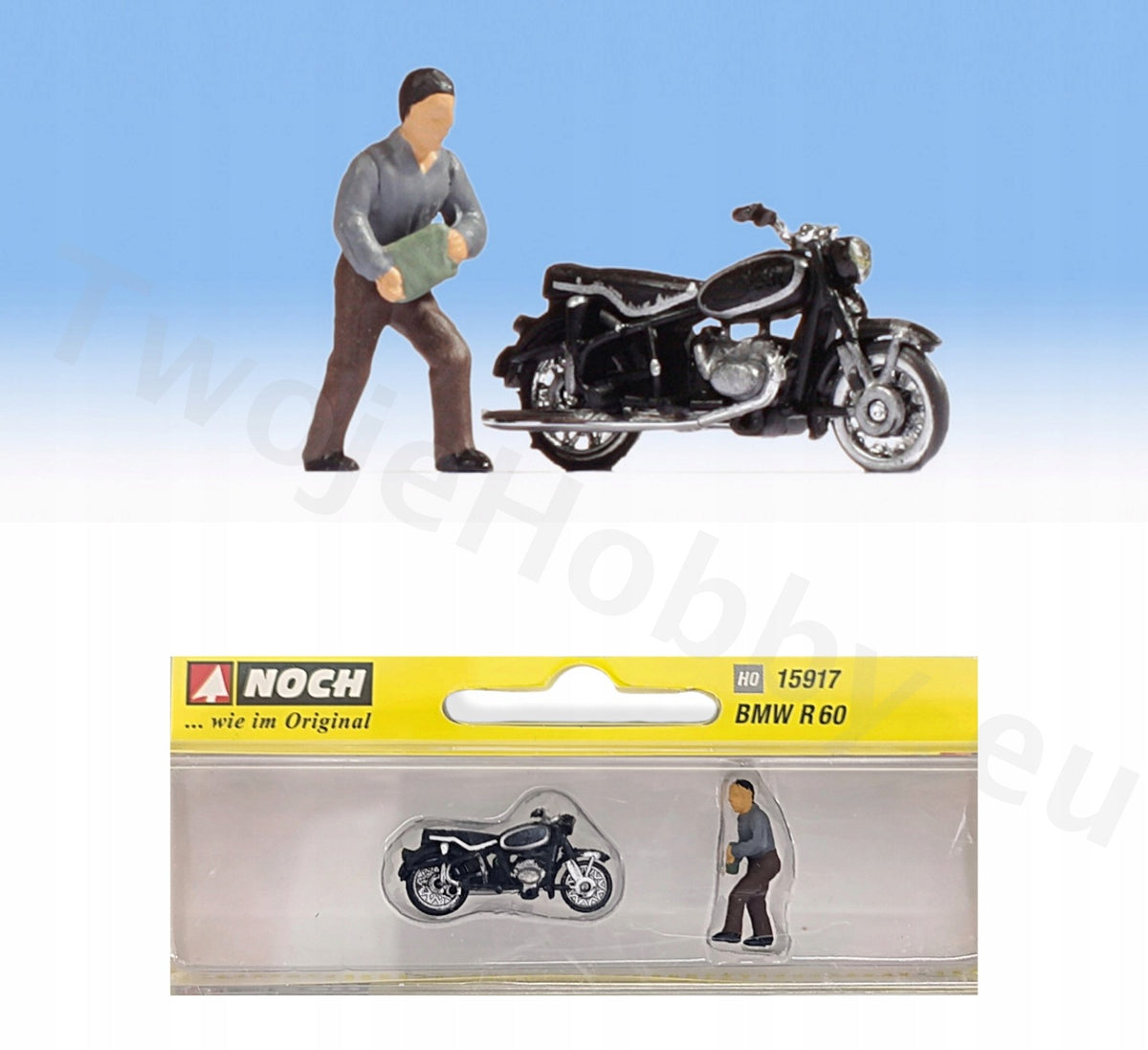 NOCH 15917 Motorcyclist with motor BMW R60 figure for mock-up H0 1:87