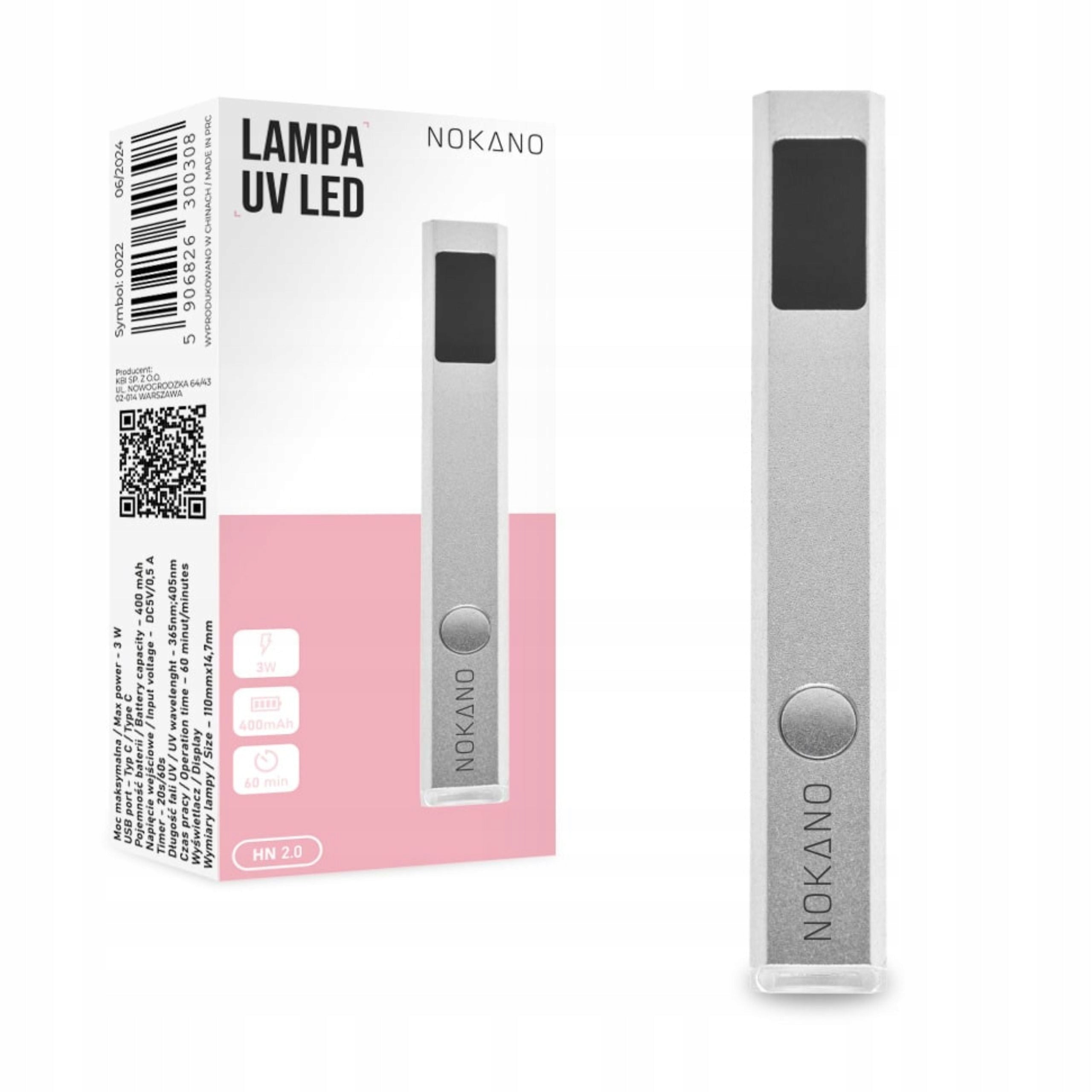 NOKANO UV/LED lamp HN 2.0 3W Silver for decorating nail decorations Mini Pure