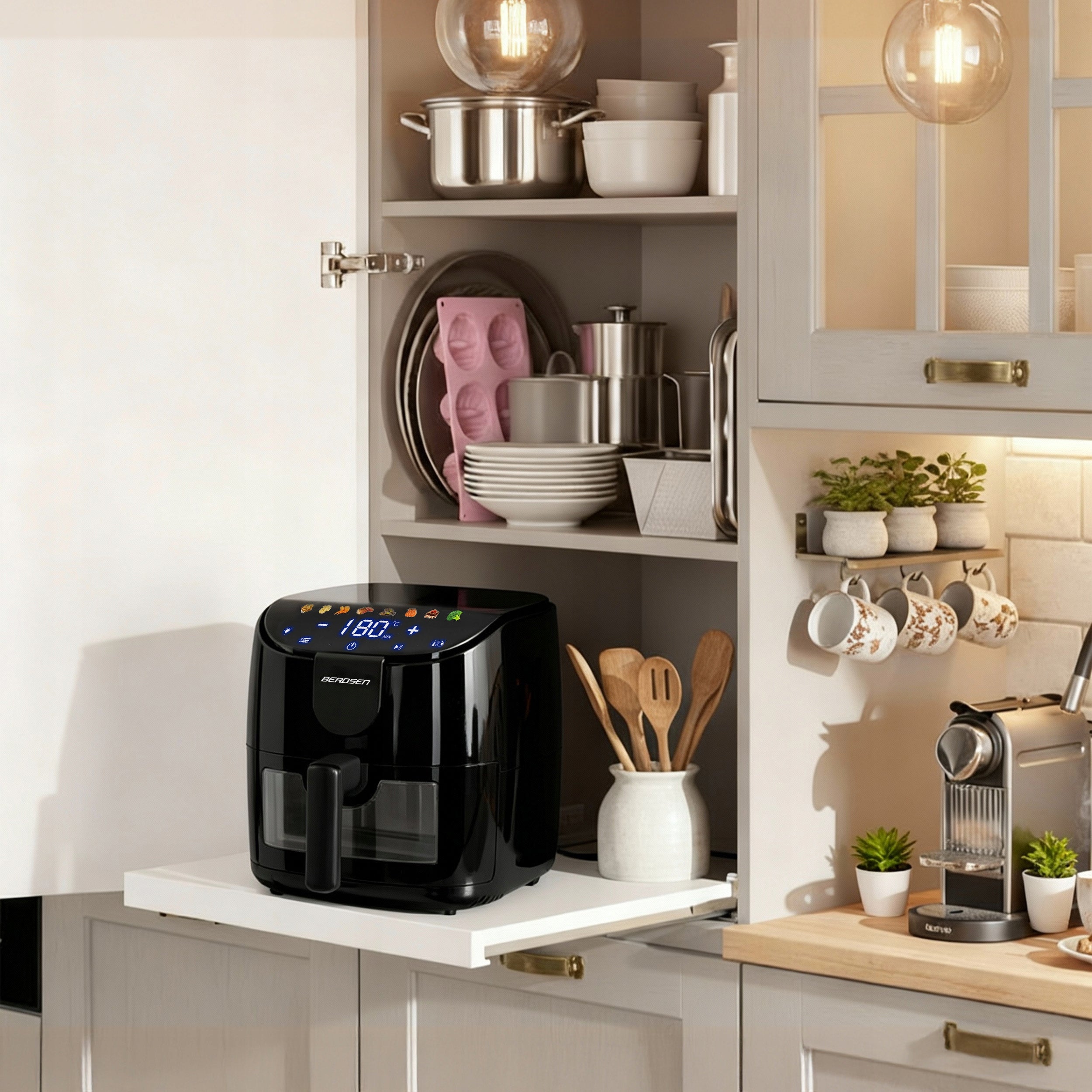 NON-FAT AIR FRYER 4L BERDSEN 1500W Bowl volume 4 l