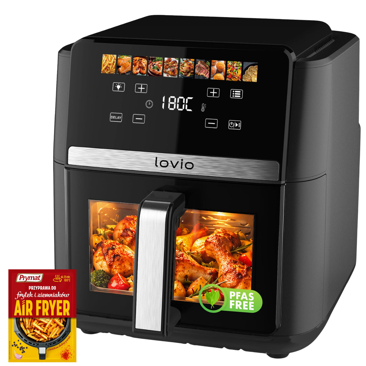 NON-FAT AIR FRYER XXL LOVIO 9L 2000W WITH SEASONING PRIMACY