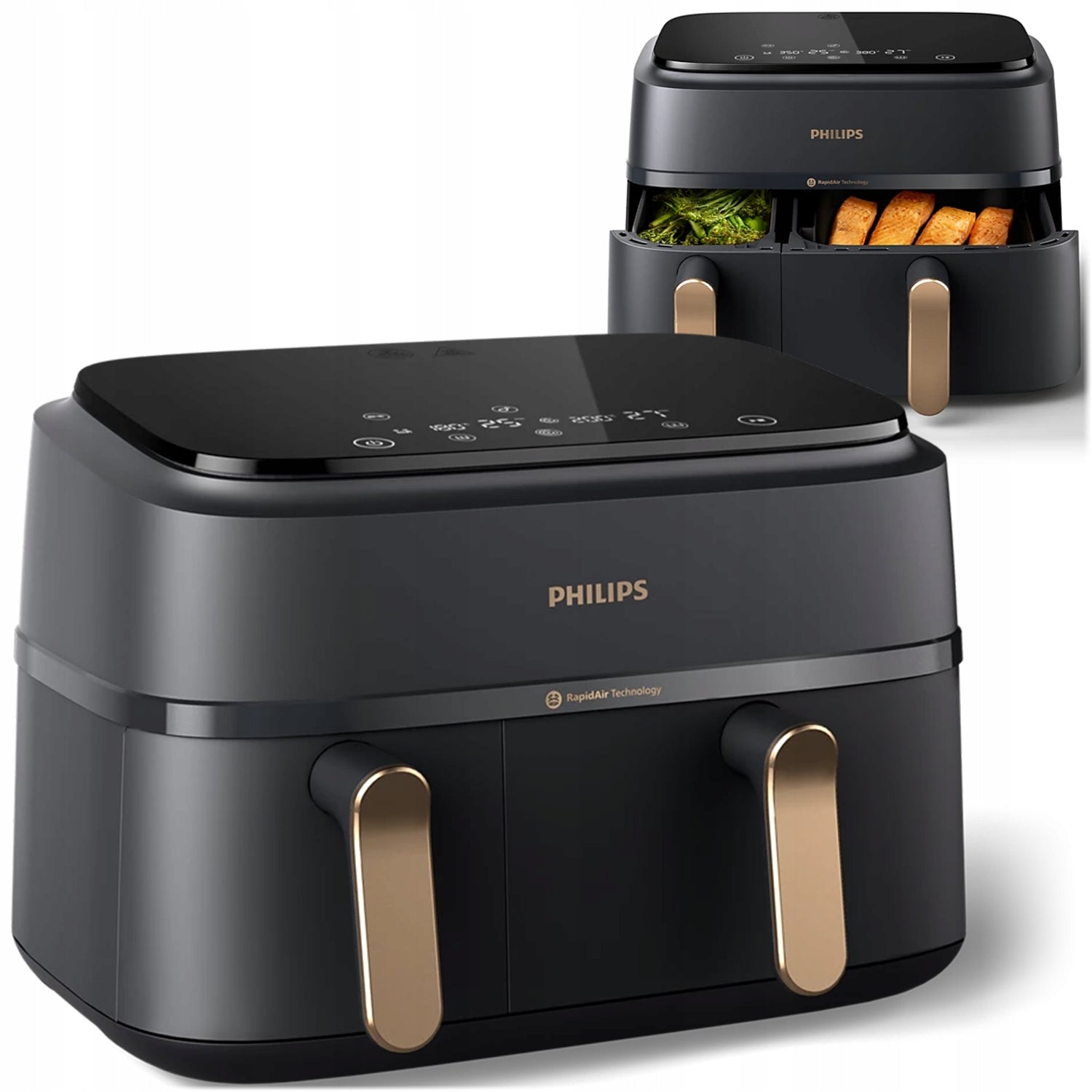 NON-FAT TWO-CHAMBER AIR FRYER AIR PHILIPS OVI DUAL 2750 IN 9L Manufacturer code Piekarnik Frytkownica Airfryer 2w1 2750W