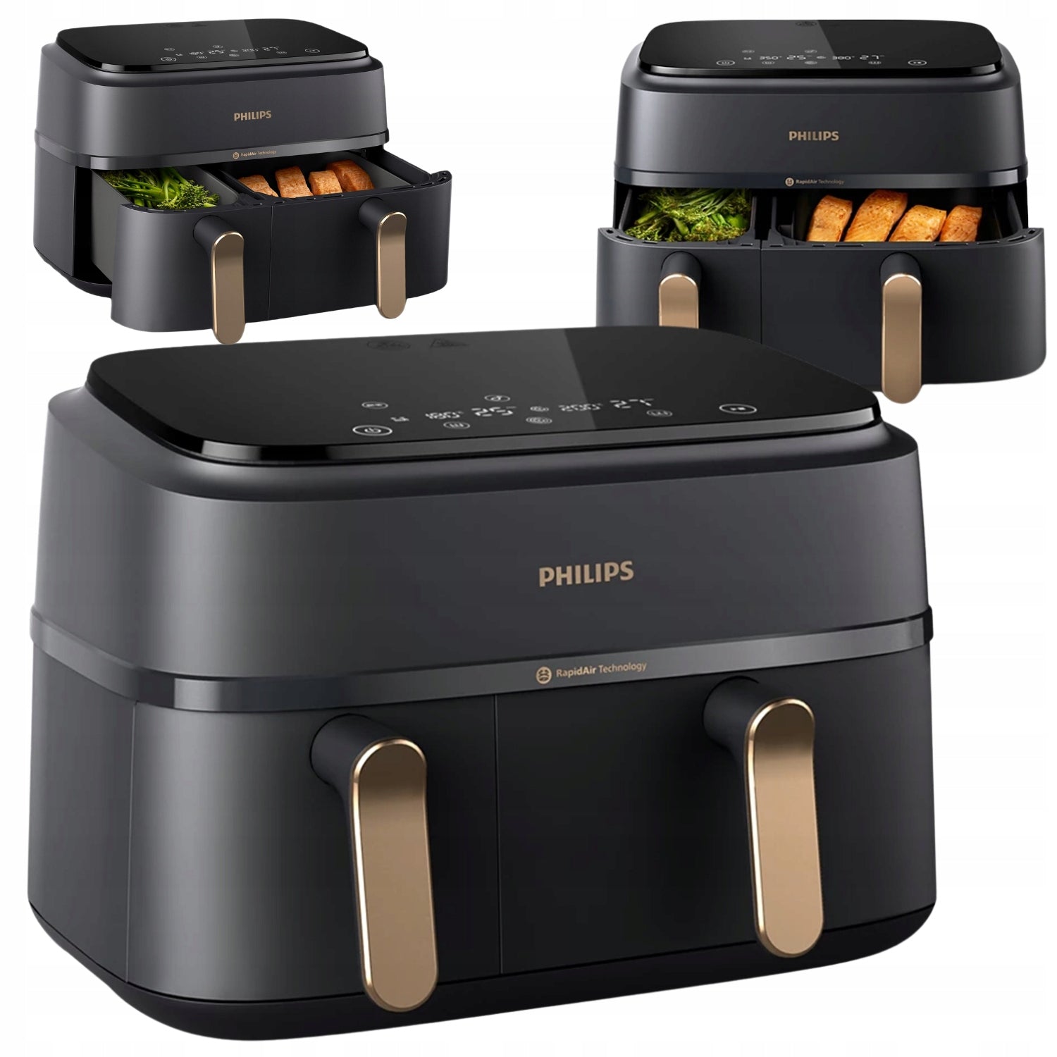 NON-FAT TWO-CHAMBER AIR FRYER AIR PHILIPS OVI DUAL 2750 IN 9L