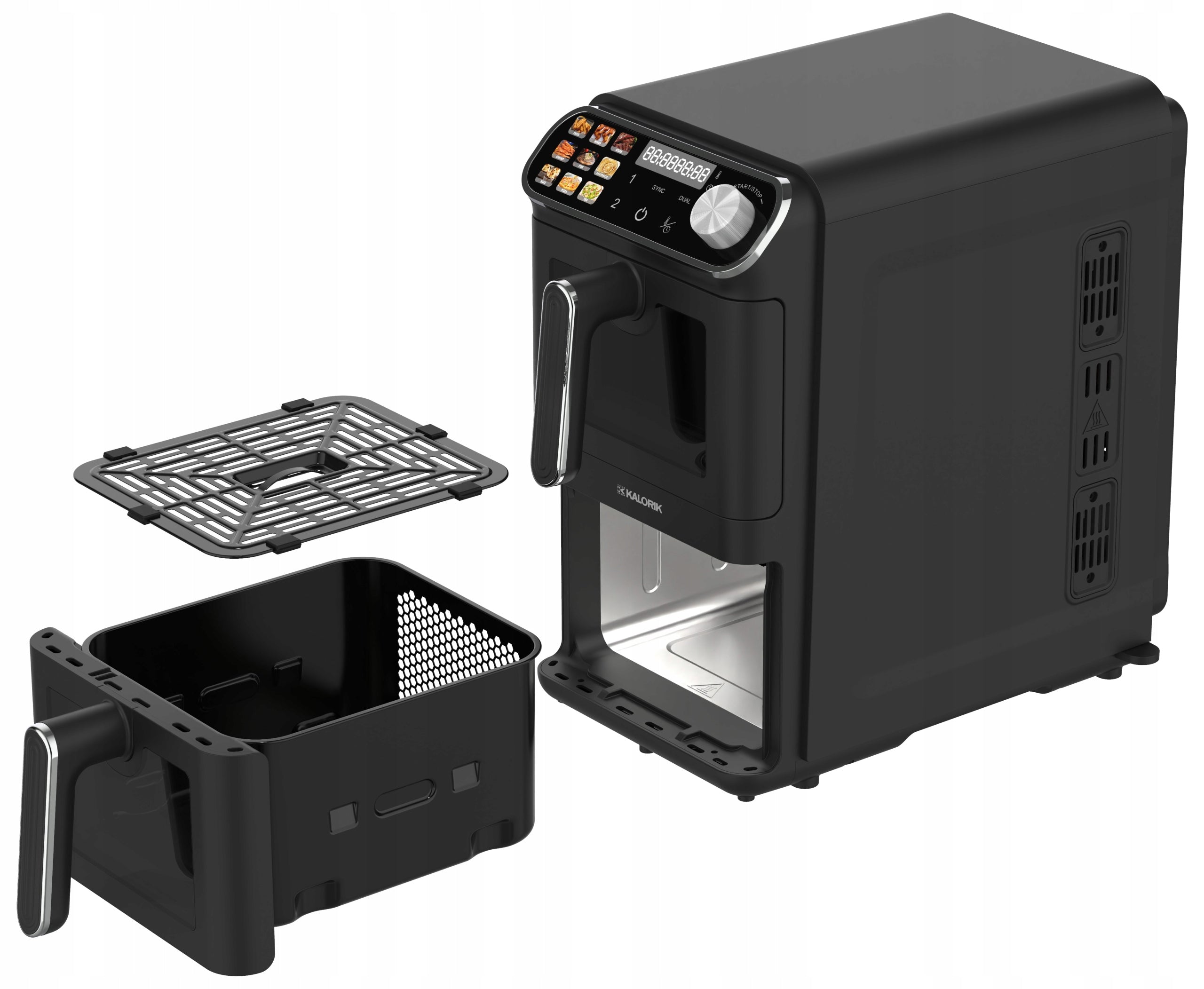 NON-FAT TWO-CHAMBER VERTICAL AIR FRYER 2460W 11L AIR FRYER 2 GRATES Bowl volume 11 l