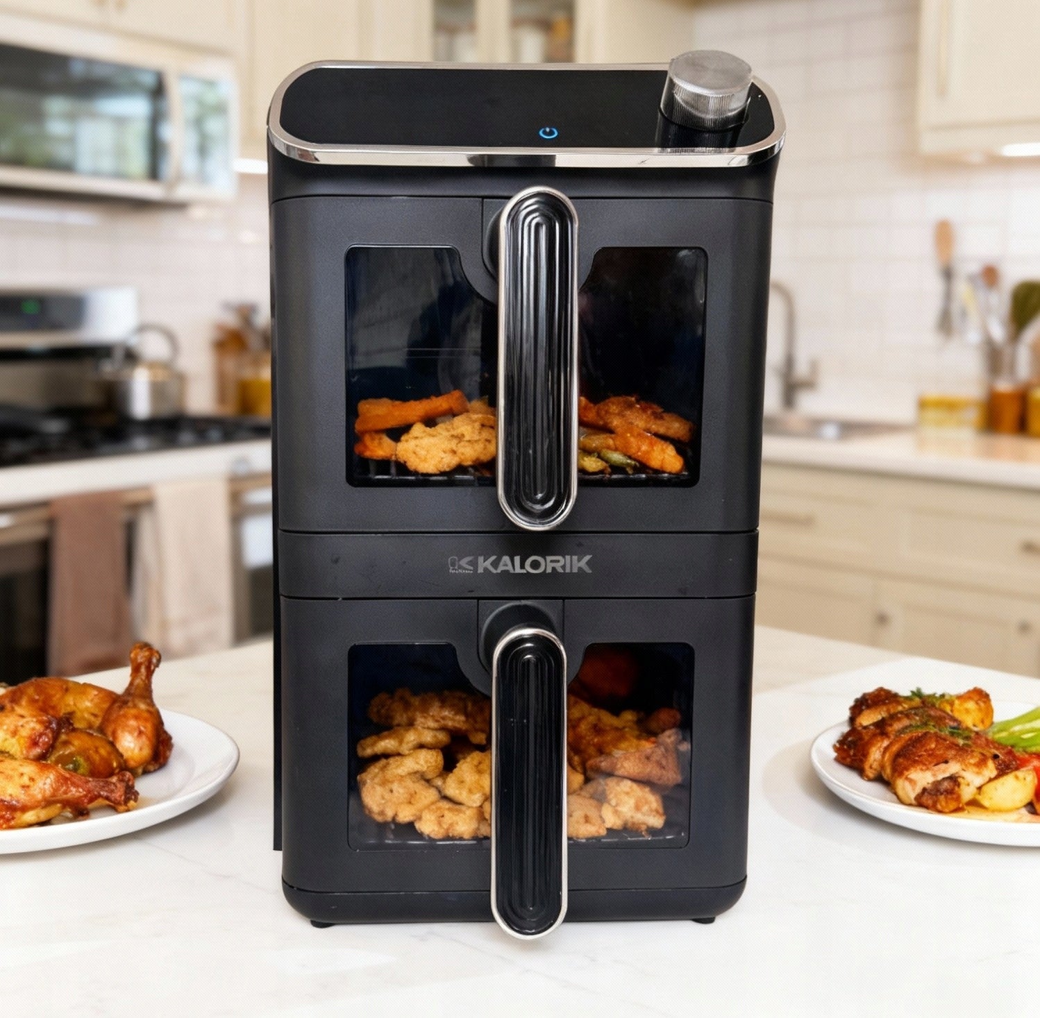 NON-FAT TWO-CHAMBER VERTICAL AIR FRYER 2460W 11L AIR FRYER 2 GRATES Brand Kalorik
