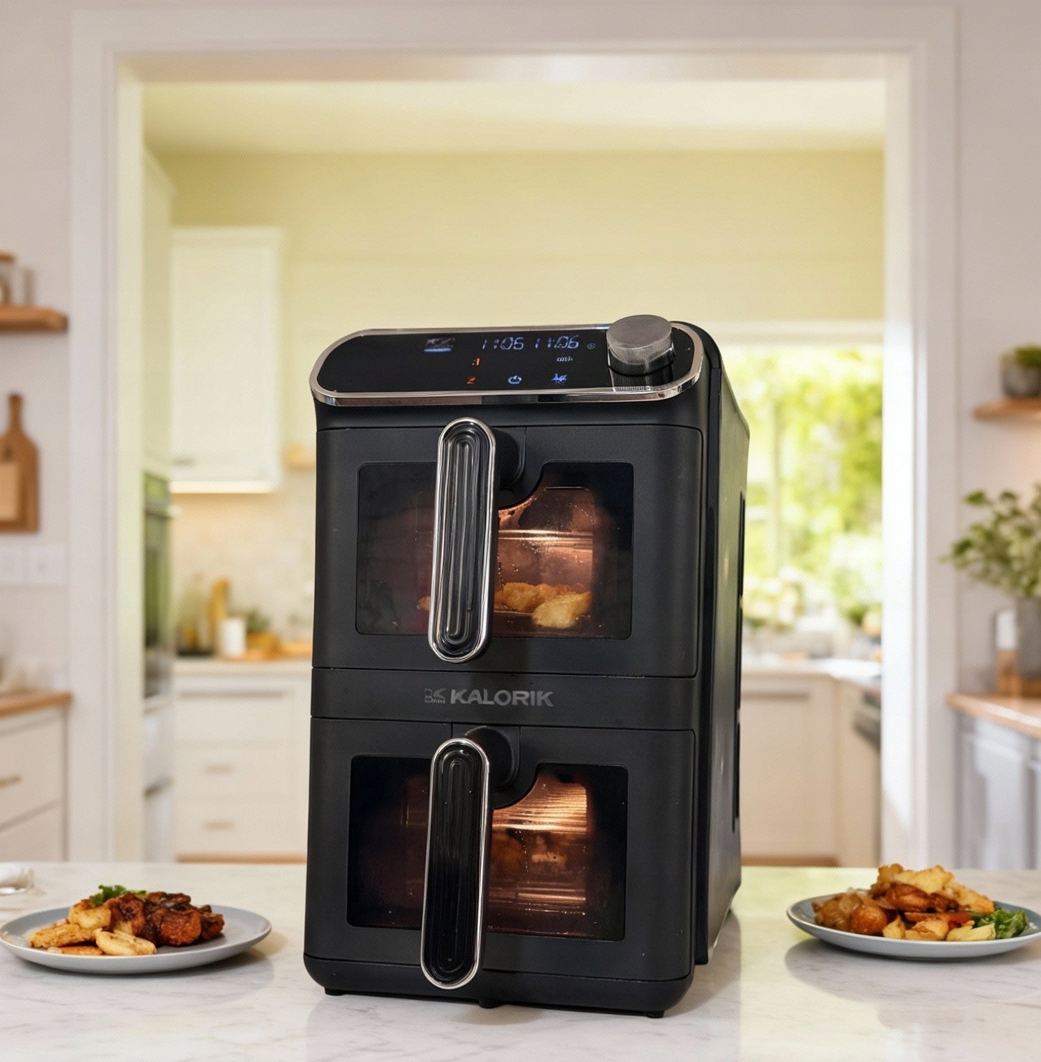 NON-FAT TWO-CHAMBER VERTICAL AIR FRYER 2460W 11L AIR FRYER 2 GRATES Packaging status original