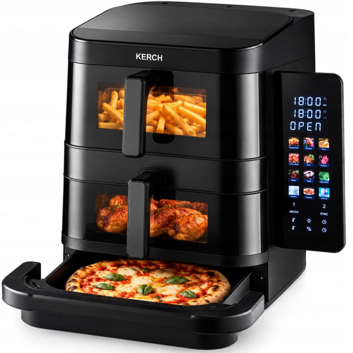 NON-FAT VERTICAL AIR FRYER AIR KERCH BELLA 12PROGRAMS PIZZA