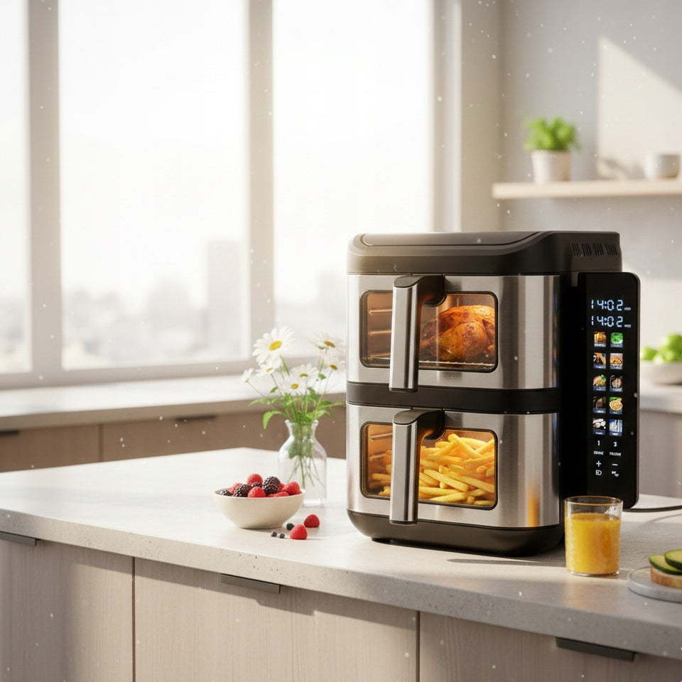 NON-FAT VERTICAL AIR FRYER XXL 11L 2800W AIR FRYER TWO-CHAMBER BASS Brand Bass Polska
