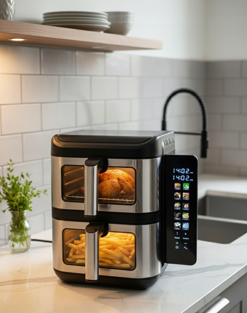 NON-FAT VERTICAL AIR FRYER XXL 11L 2800W AIR FRYER TWO-CHAMBER BASS Power 2800 W