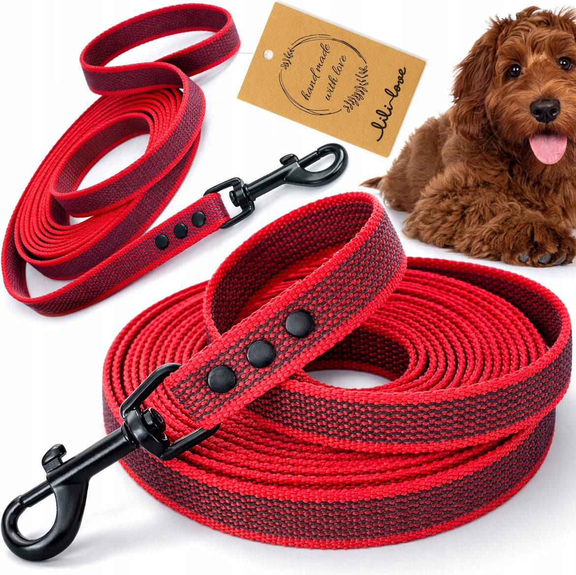 NON-SLIP DOG LEASH FOR TRAINING CORD RUBBERIZED WEBBING 3m
