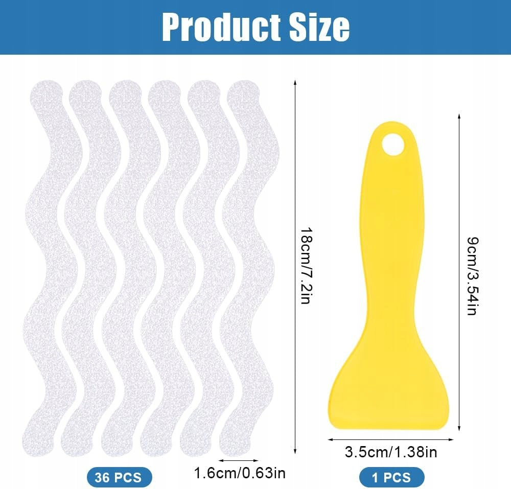 NON-SLIP STRIPS FOR BATH SHOWER TRANSPARENT SET OF 36 Brand no brand