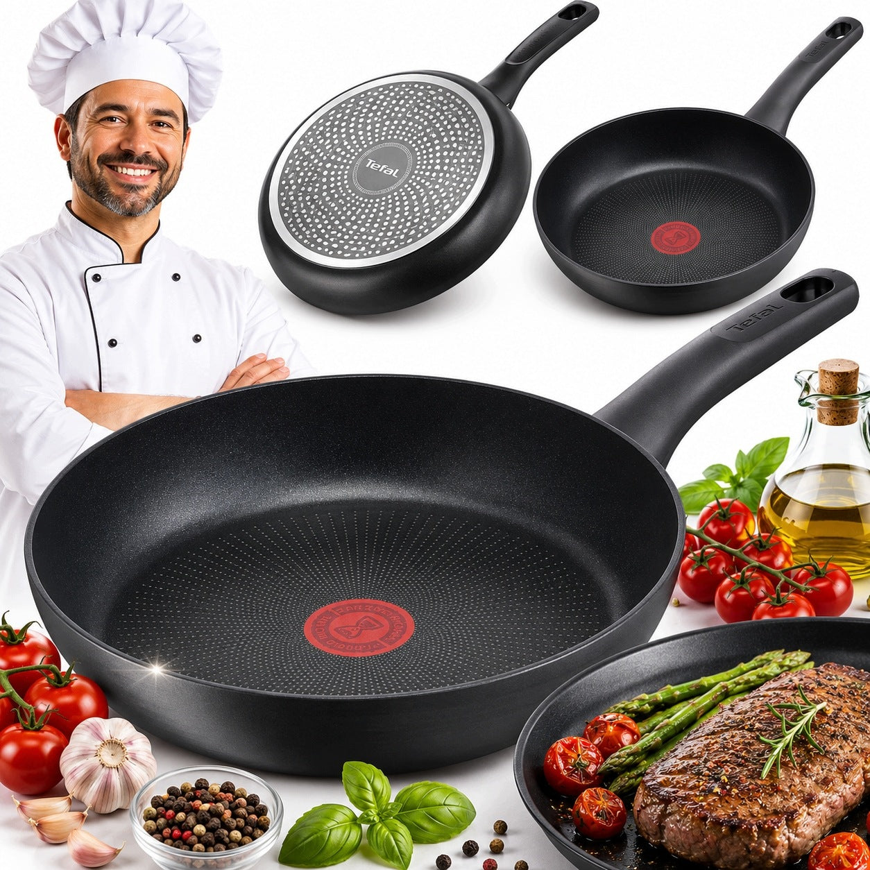 NON-STICK FRYING PAN DEEP LARGE SOLID TRADITIONAL 24 CM