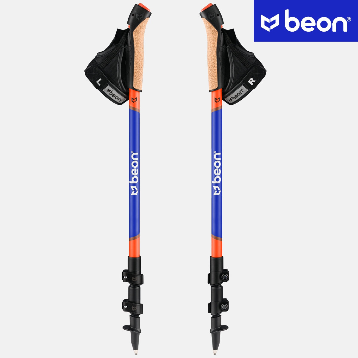 NORDIC WALKING POLES ADJUSTABLE POLES FOR TELESCOPIC WALKING BEON Color blue