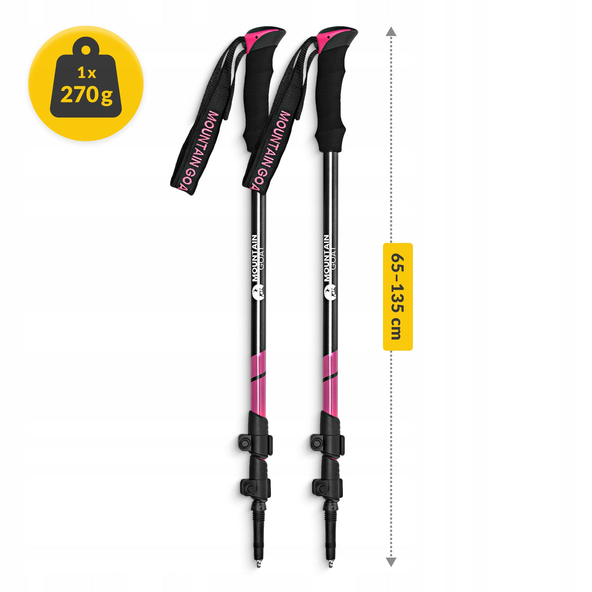 NORDIC WALKING POLES ADJUSTABLE POLES FOR WALKING ALUMINIUM Brand Mountain Goat