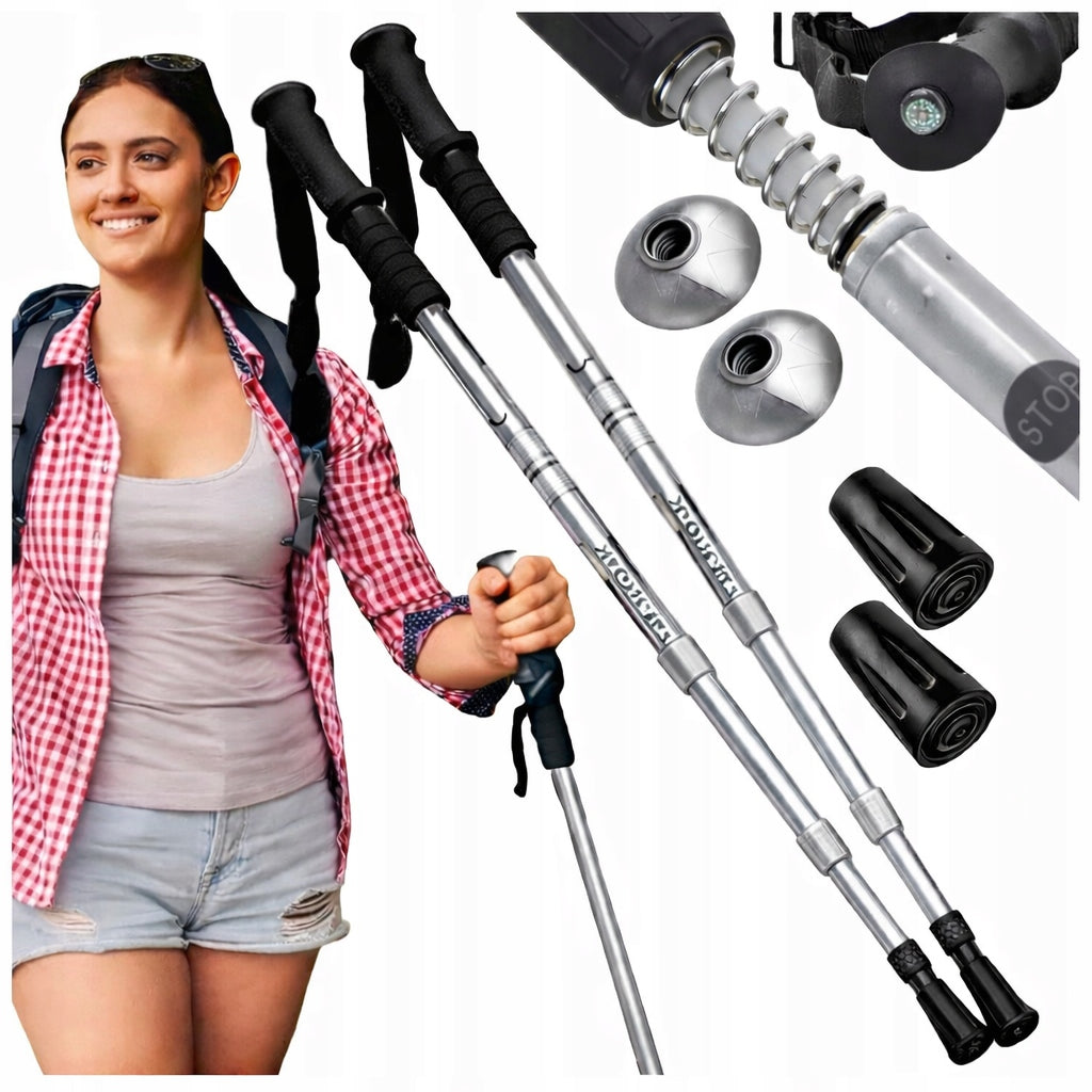 NORDIC WALKING POLES FOLDING ANTI-SHOCK ALUMINUM