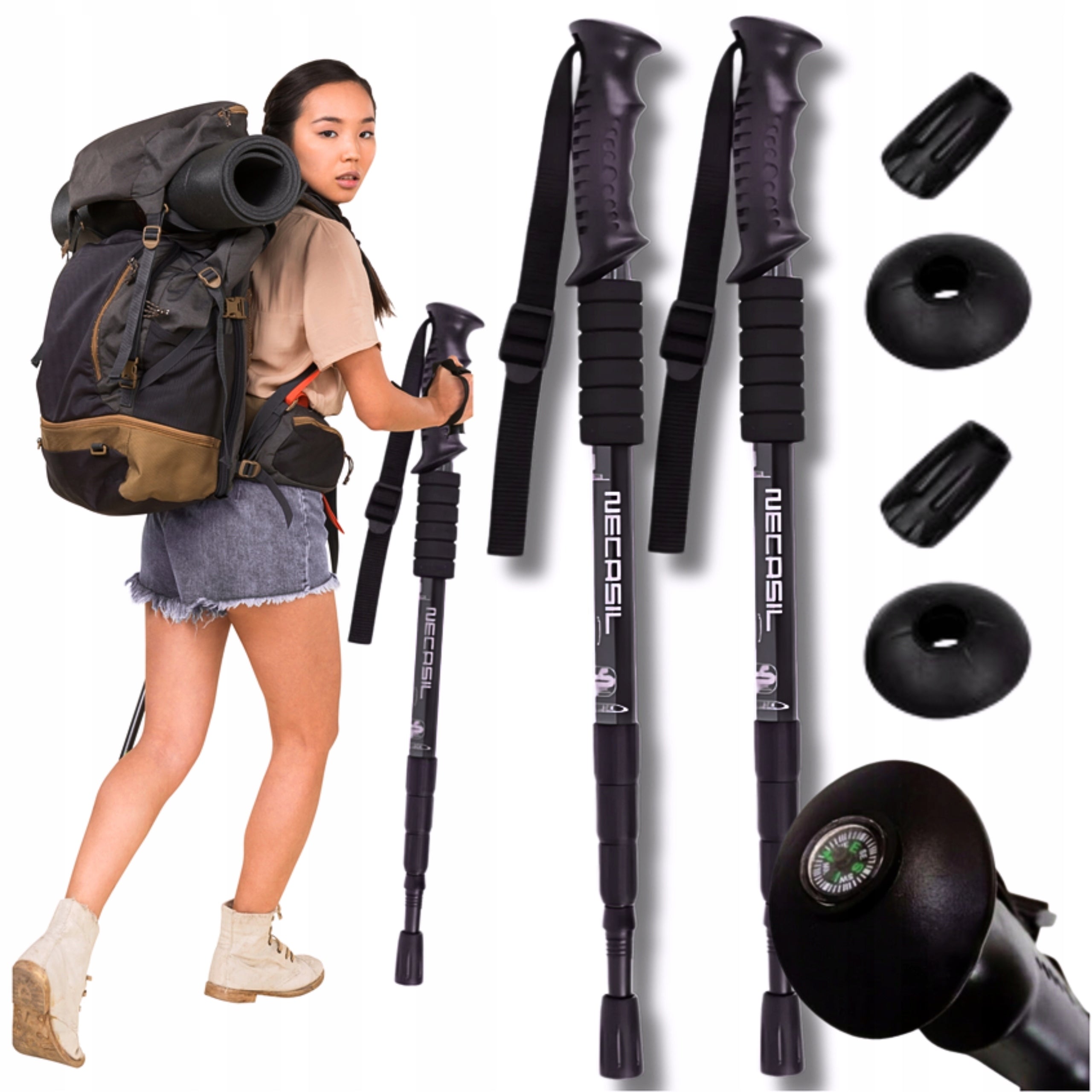 NORDIC WALKING POLES FOLDING POLES FOR WALKING TELESCOPIC MOUNTAINS light 2x Packaging status original