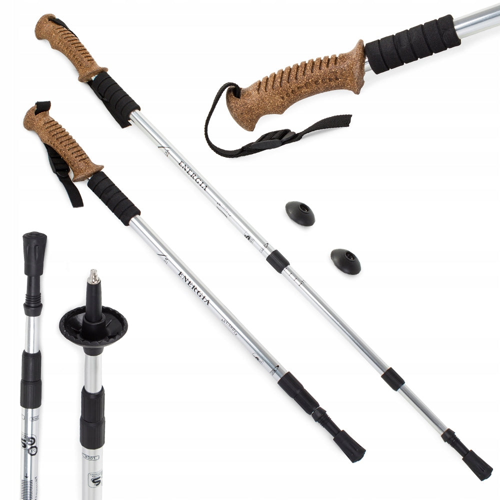 NORDIC WALKING POLES FOR TREKKING ADJUSTABLE STICK POLES 2 PIECES