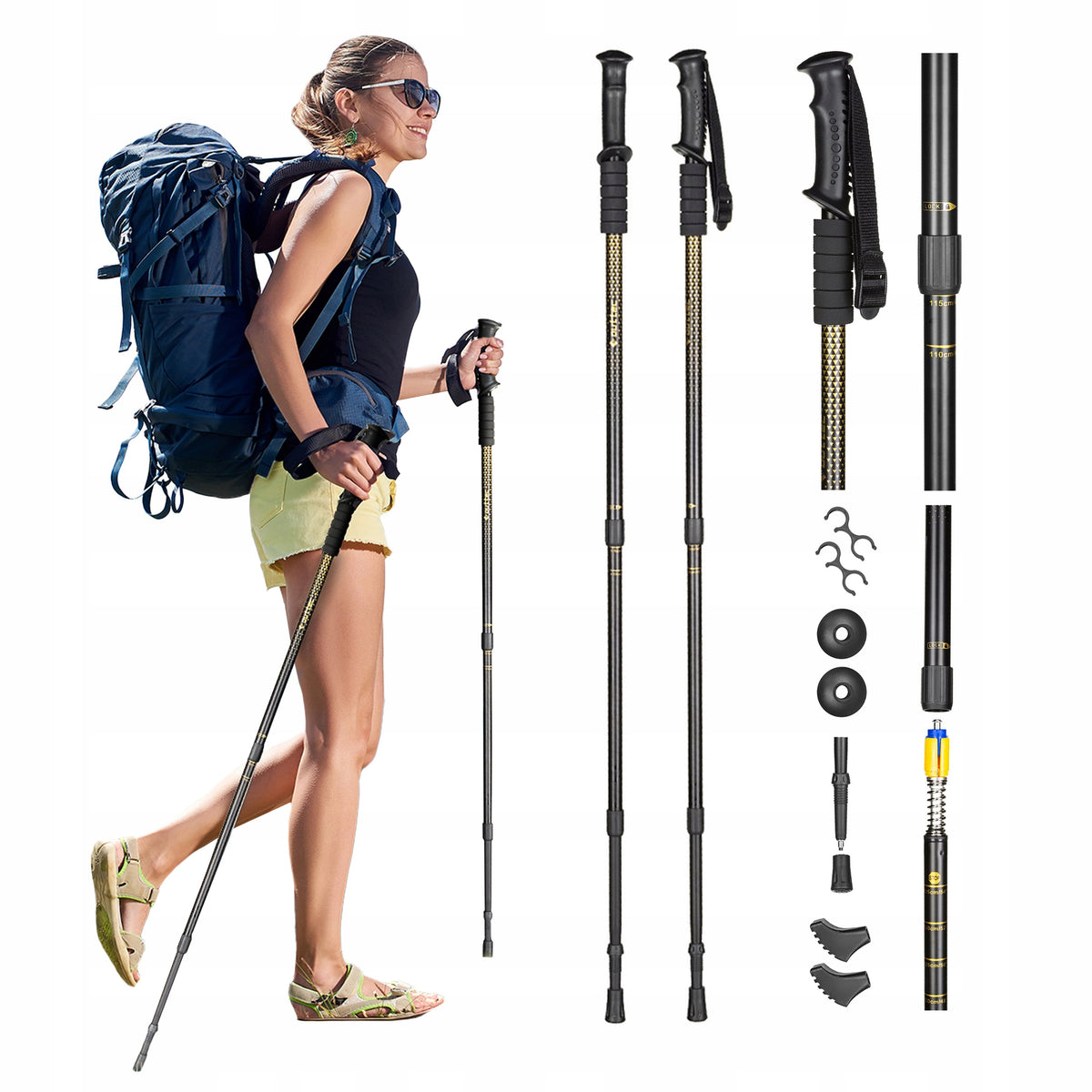 NORDIC WALKING POLES FOR WALKING ADJUSTABLE 65-135CM OUTTEC
