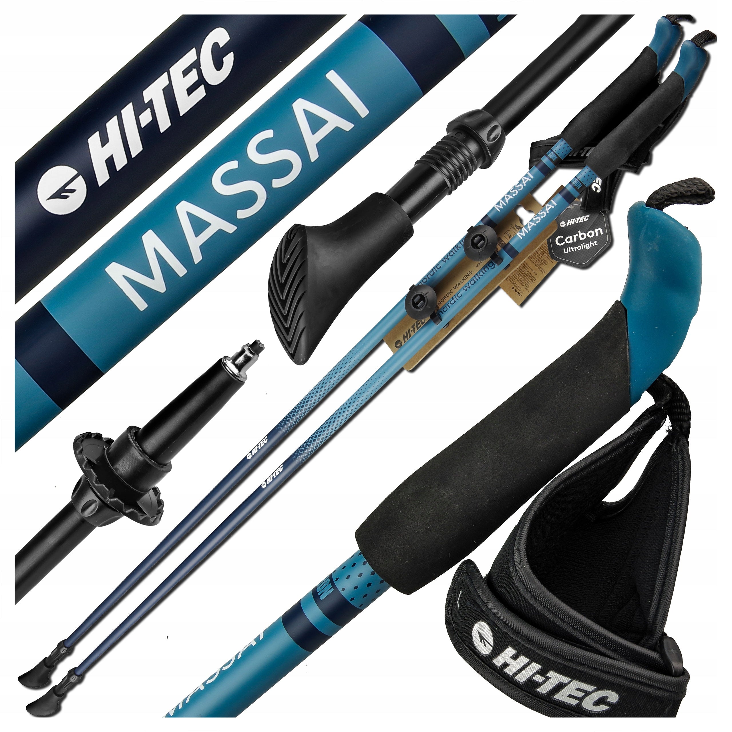 NORDIC WALKING POLES HI-TEC MASSAI CARBON FOR WALKING / 110 cm