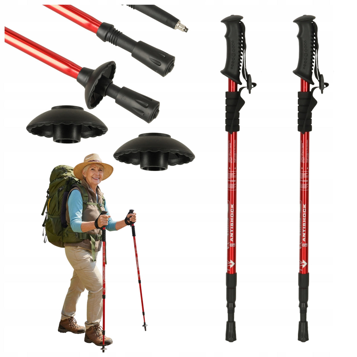 NORDIC WALKING POLES TREKKING ADJUSTABLE FOLDING WALKING POLES