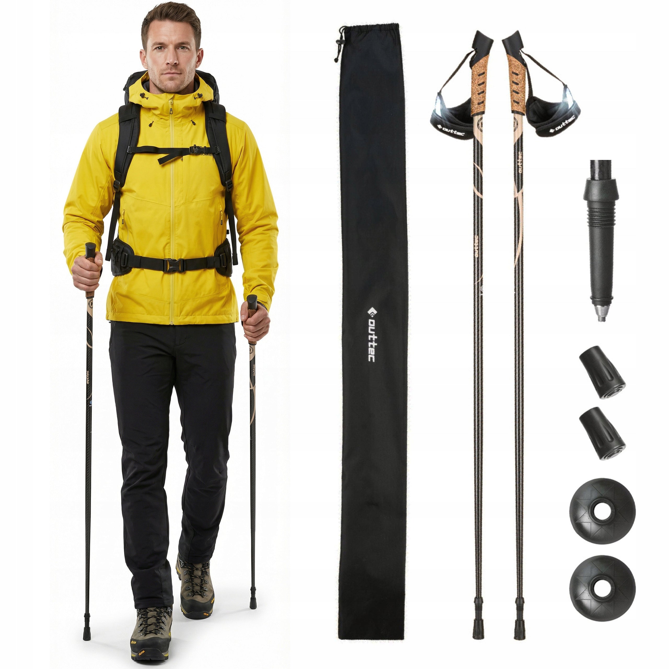 NORDIC WALKING POLES TREKKING WALKING POLES ADJUSTABLE110CM OUTTEC