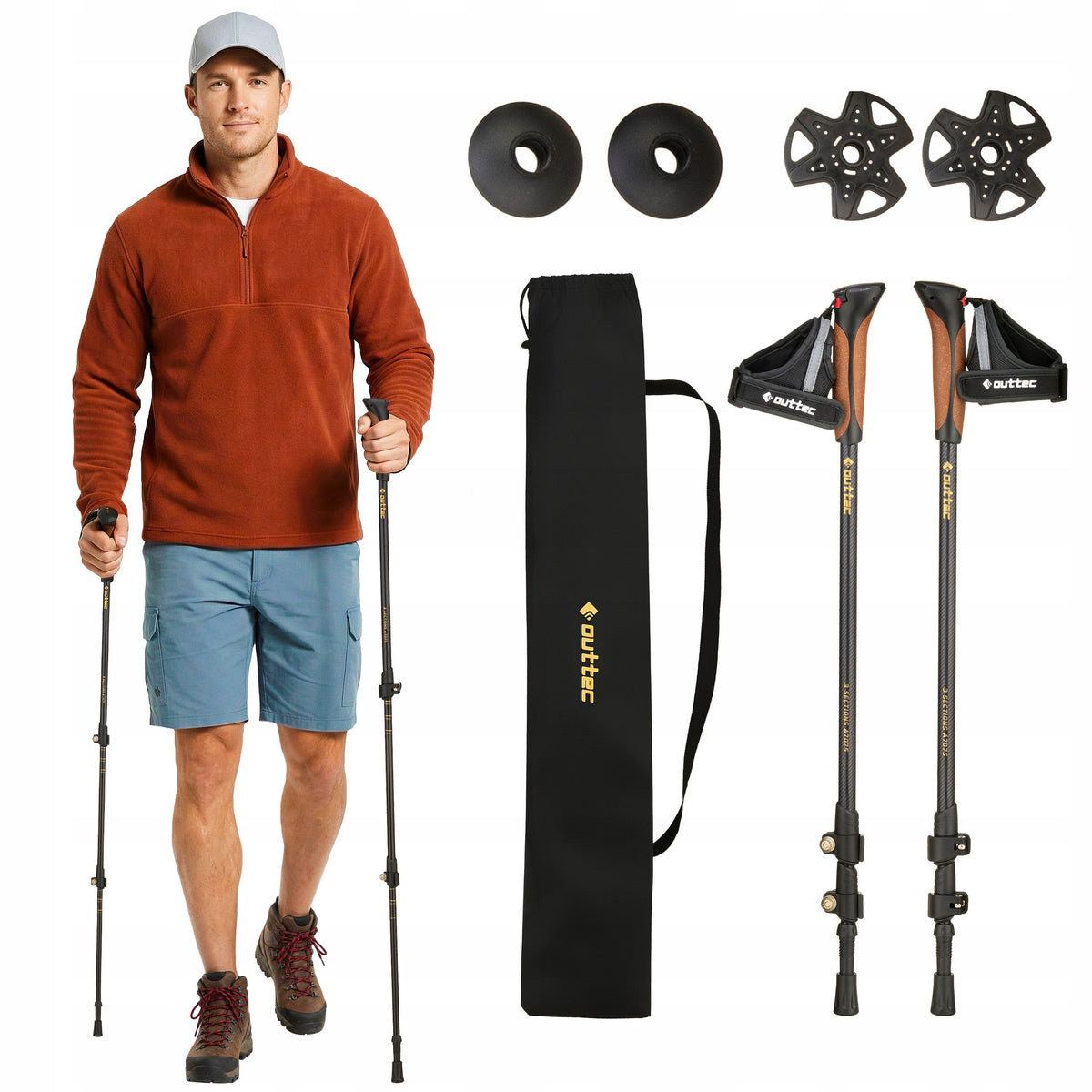 NORDIC WALKING POLES TREKKING WALKING POLES WITH DETACHABLE OUTTEC