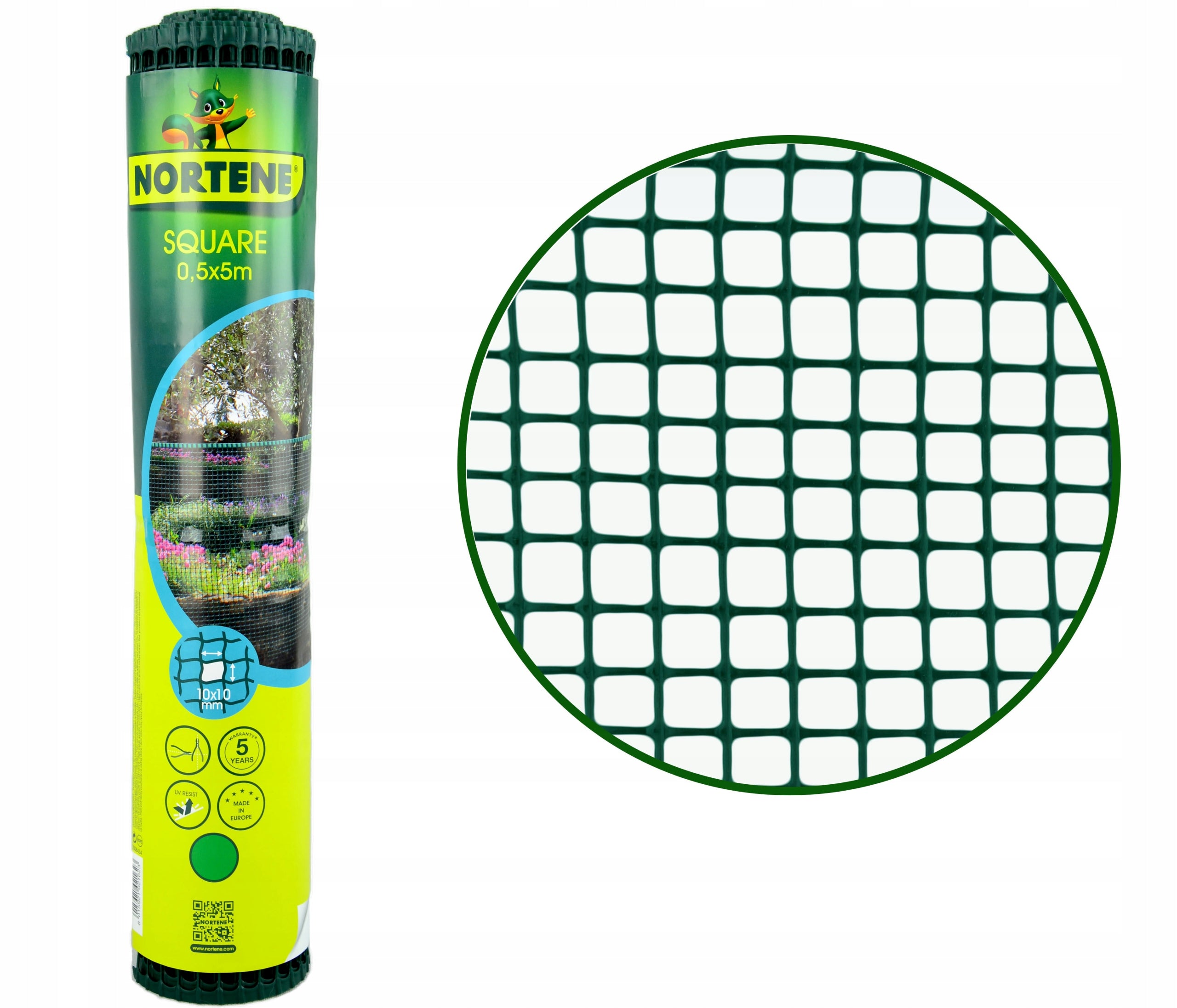 NORTENE Mesh SQUARE eyelet 10mm Plastic GREEN 0,5x5m fence