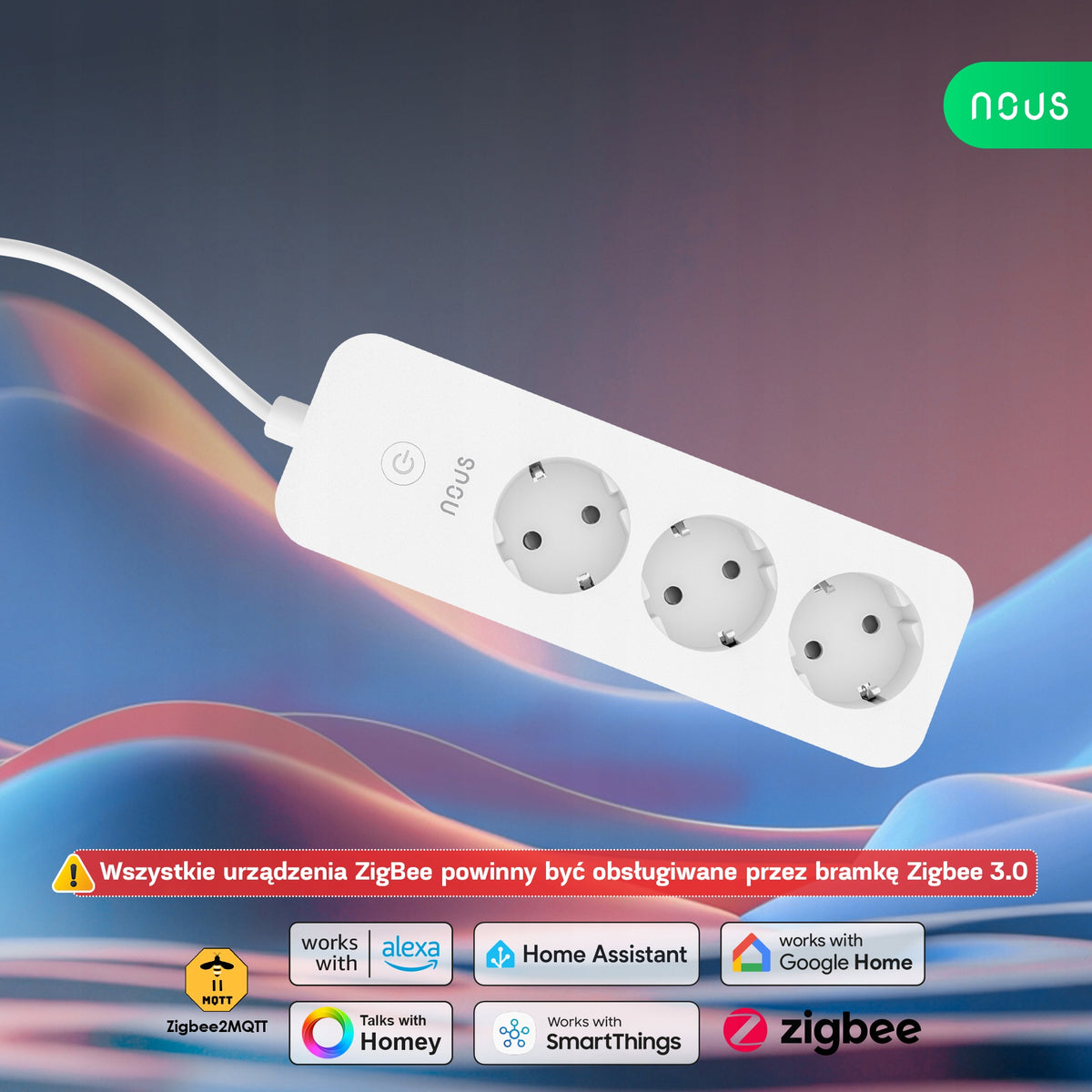 NOUS A11Z leIntelligent strip 3socket ZigBee16A energy measurement Requires Hub Manufacturer code A11Z