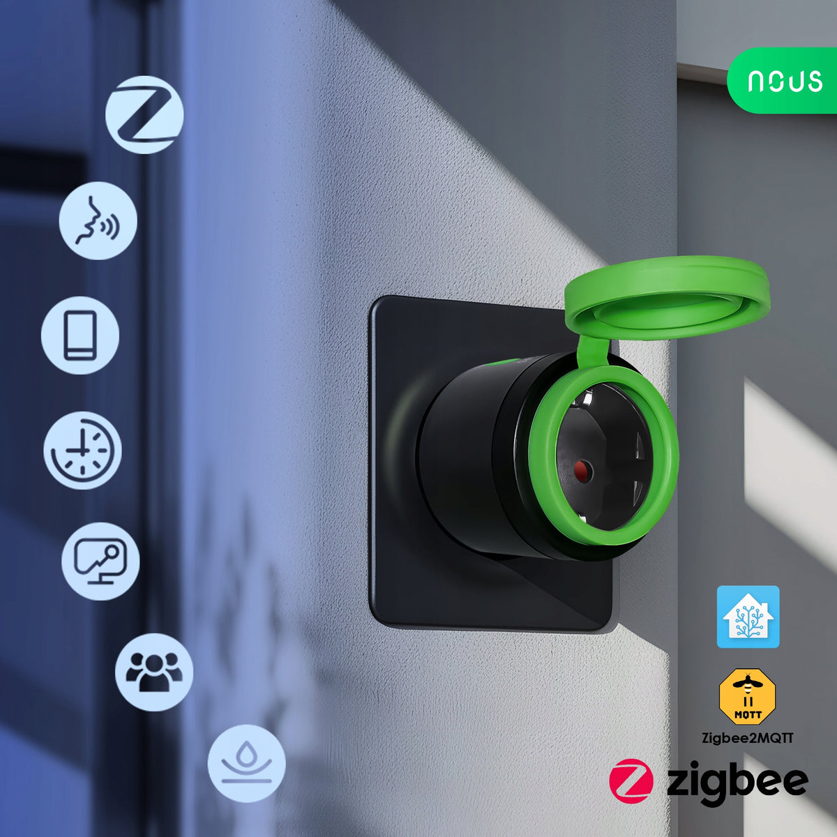 NOUS A6Z Smart ZigBee Socket IP44 16Energy Measurement Tuya Alexa Google 2pcs Packaging status original