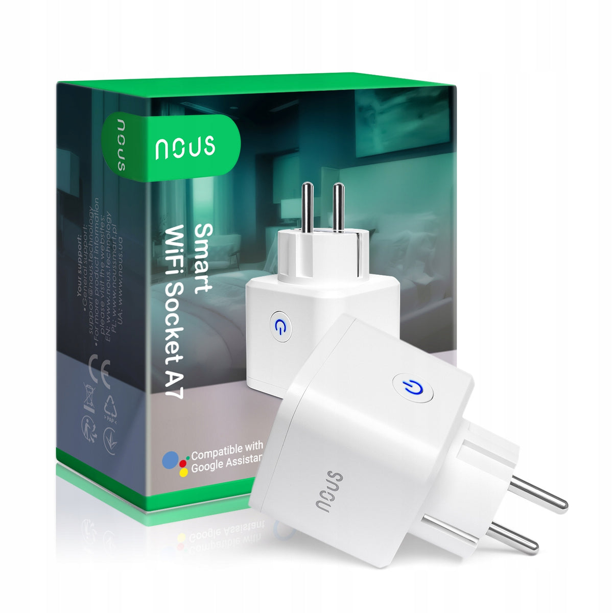 NOUS A7 WiFi socket 16A energy measurement Alexa Google Tuya Smart app