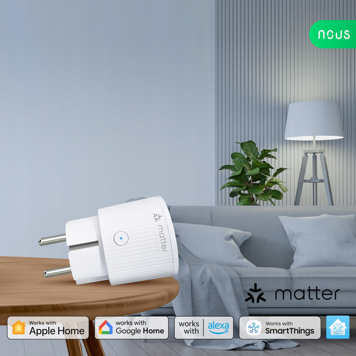 NOUS A8M Smart Socket Matter 16A Energy Measurement IP20 Alexa Google 2pcs Manufacturer code A8M-2