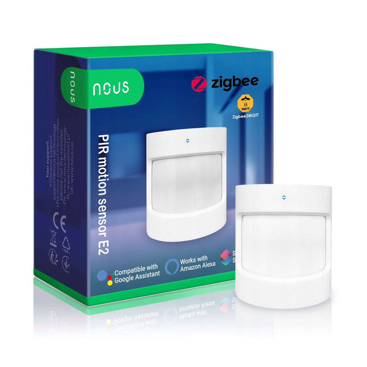 NOUS E2 ZigBee 3.0 PIR Motion Sensor Alarm Smart Notifications Alexa Google