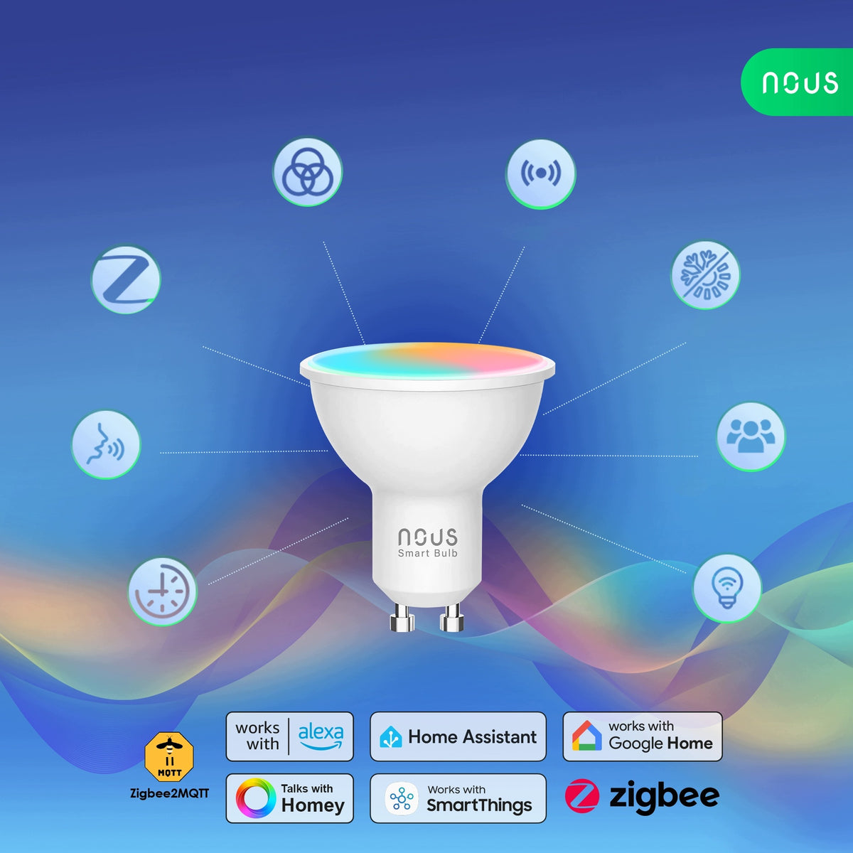 NOUS P8Z Smart LED Bulb ZigBee GU10 RGB,420LM 16mil Colors, 3pcs Manufacturer code P8Z-3