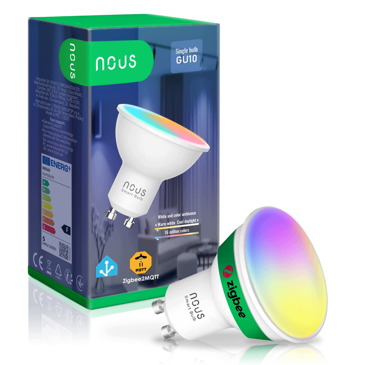 NOUS P8Z Smart LED Bulb ZigBee GU10 RGB, 420LM 4.9W 16mil Colors