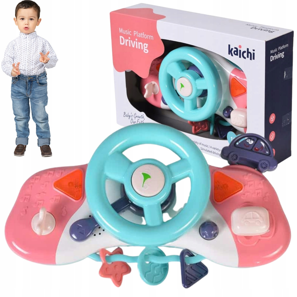 NTERACTIVE BABY STEERING WHEEL FOR STROLLER MUSIC TOY LED SOUNDS