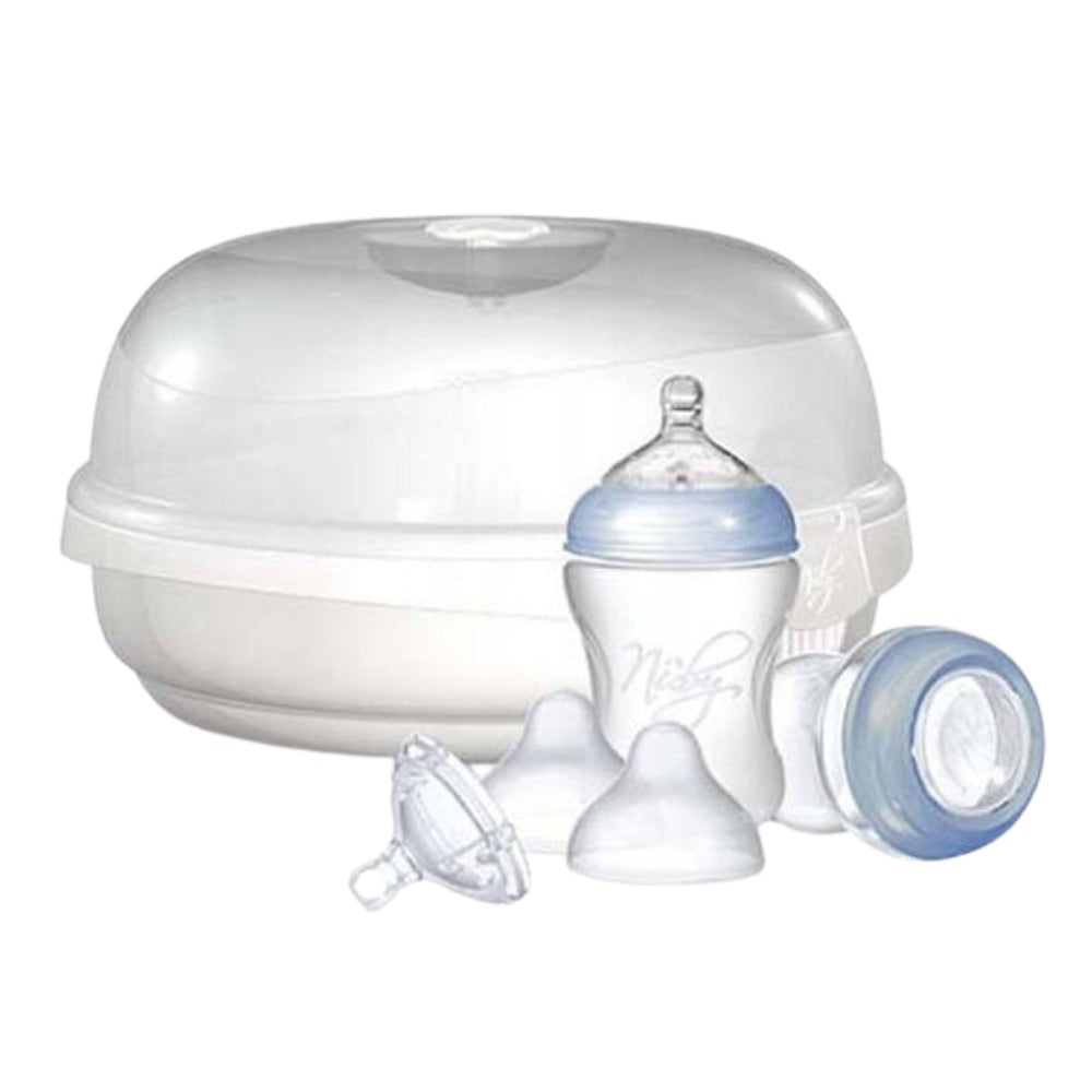NUBY BOTTLE STERILIZER +2x BOTTLE 150ml 240ml FOR BABIES BPA FREE