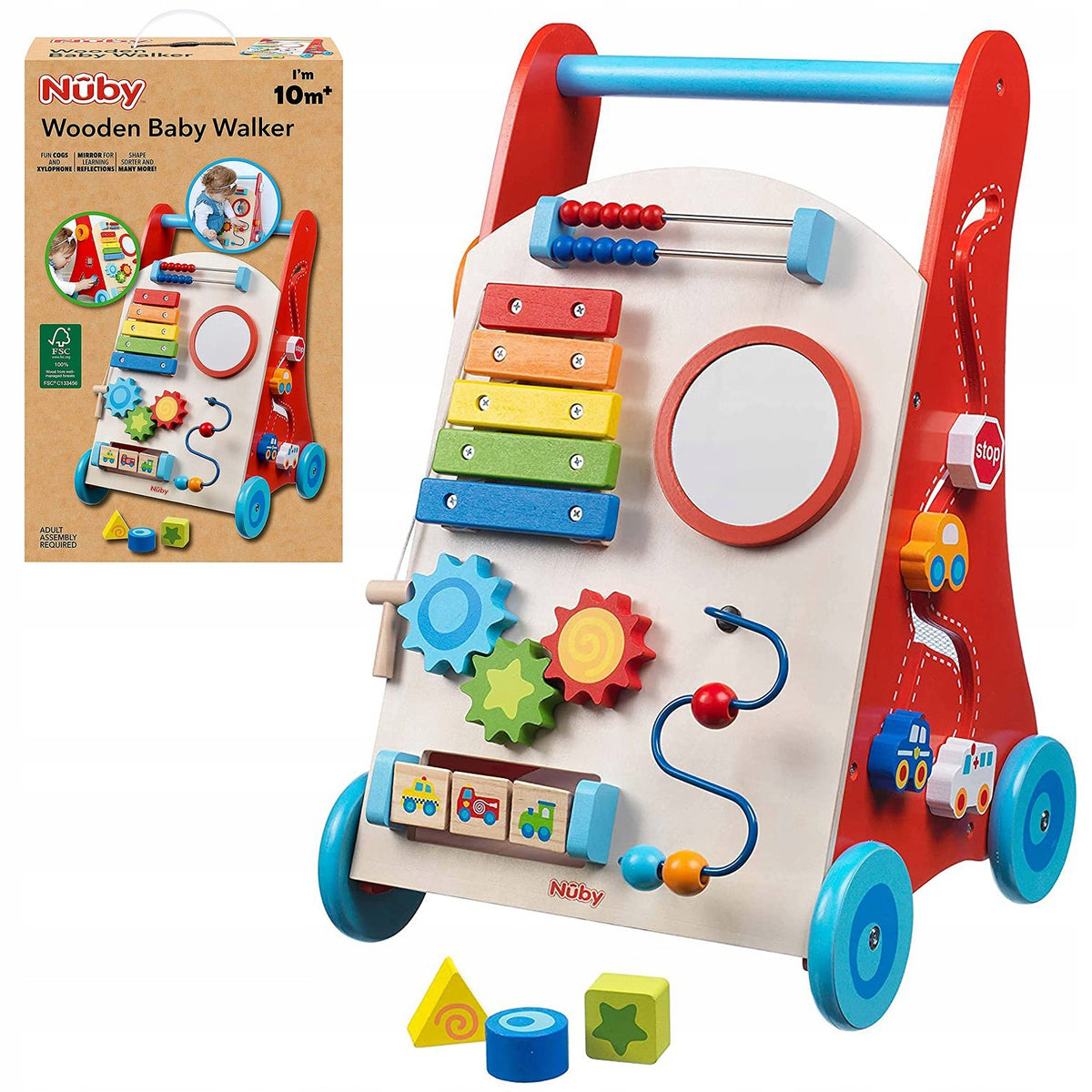 NUBY WALKER PUSHER WOODEN MANIPULATION BOARD FOR CHILDREN'S CHILD