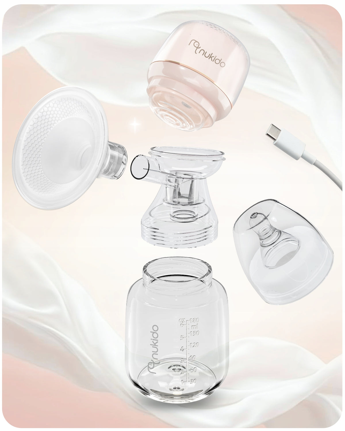 NUKIDO THREE-PHASE ELECTRIC BREAST PUMP 180ML WIRELESS PORTABLE SET Packaging status original