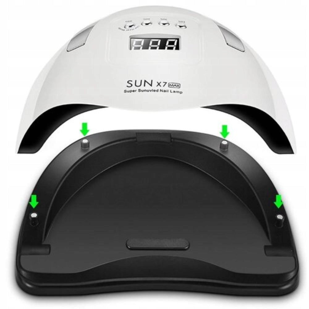 Nail Lamp 220W UV/LED SUN X7 MAX Manicure Hybrids Gels Timer Batteries included no