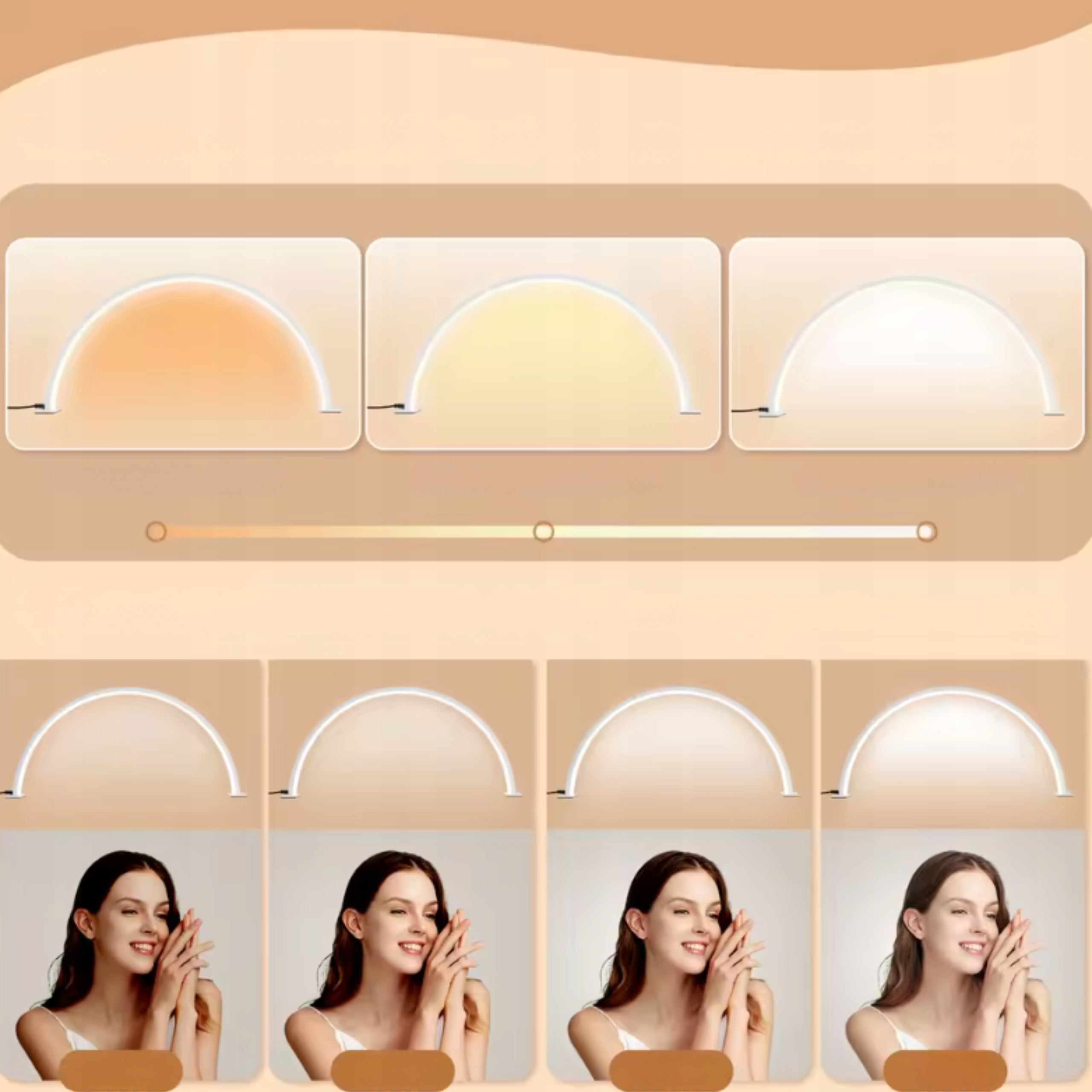 Nail Lamp Shadowless Cosmetic 3 Modes LED Standing Arch White Color white